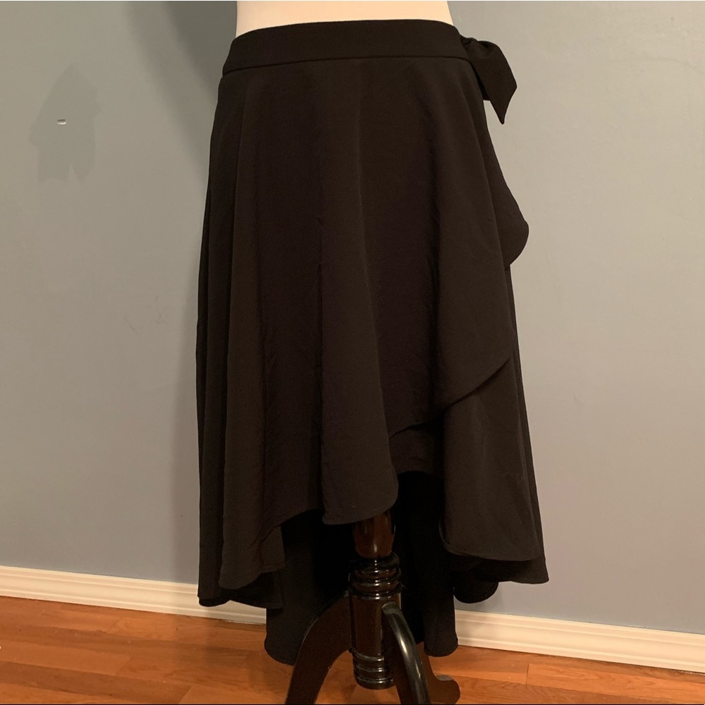 {Express} Black High/Low Wrap Skirt